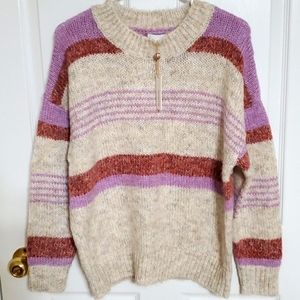 Heirloom Knit Sweater Lavender Stripe